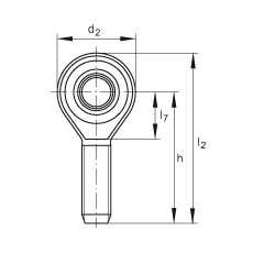 杆端轴承 GAKSR12-PS, 根据 DIN ISO 12 240-4 标准，特种钢材料，带右旋外螺纹，免维护