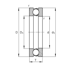推力深沟球轴承 51410, 根据 DIN 711/ISO 104 标准的主要尺寸，单向，可分离