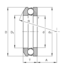 推力深沟球轴承 53203, 根据 DIN 711/ISO 104 标准的主要尺寸，单向，带球面轴承座圈，可分离