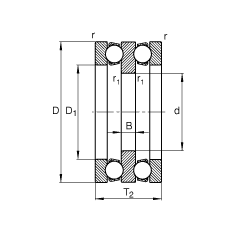 推力深沟球轴承 52309, 根据 DIN 711/ISO 104 标准的主要尺寸，双向，可分离