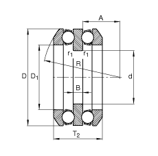 推力深沟球轴承 54212 + U212, 根据 DIN 711/ISO 104 标准的主要尺寸，单向，带球面轴承座圈和一个或两个座圈，可分离