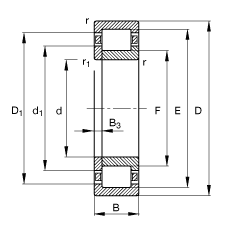 圆柱滚子轴承 NUP304-E-TVP2, 根据 DIN 5412-1 标准的主要尺寸, 定位轴承, 可分离, 带保持架