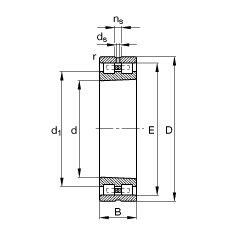 圆柱滚子轴承 NN3009-AS-K-M-SP, 根据 DIN 5412-4 标准的主要尺寸, 非定位轴承, 双列，带锥孔，锥度 1:12 ，可分离, 带保持架，减小的径向内部游隙，限制公差