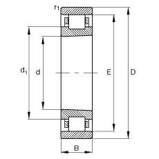 圆柱滚子轴承 N1008-K-M1-SP, 浮动轴承，带锥孔，锥度 1:12，可分离，带保持架，减少的径向内部游隙，加严公差