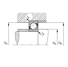 角接触球轴承 7210-B-JP, 根据 DIN 628-1 标准的主要尺寸，接触角 α = 40°