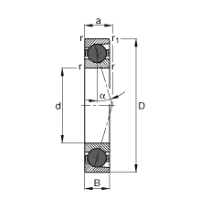 主轴轴承 HCB7210-C-T-P4S, 调节，成对或单元安装，接触角 α = 15°，陶瓷球，限制公差