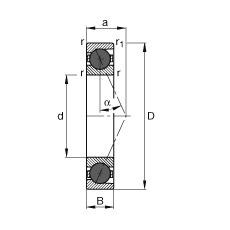主轴轴承 HCB7210-E-T-P4S, 调节，成对或单元安装，接触角 α = 25°，陶瓷球，限制公差