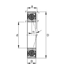 主轴轴承 HCB7007-C-2RSD-T-P4S, 调节，成对或单元安装，接触角 α = 15°，陶瓷球，两侧唇密封，非接触，限制公差