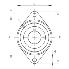 轴承座单元 RCJT2, 对角法兰轴承座单元，铸铁，根据 ABMA 15 - 1991, ABMA 14 - 1991, ISO3228 带有偏心紧定环，R型密封，英制