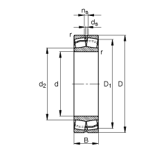 调心滚子轴承 21308-E1, 根据 DIN 635-2 标准的主要尺寸