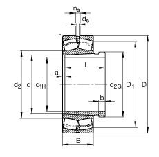 调心滚子轴承 22312-E1-K + AHX2312, 根据 DIN 635-2 标准的主要尺寸, 带锥孔和退卸套